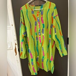 NWOT Gudrun Sjoden Green Multicolor Tunic